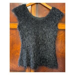 EUC Sara Campbell Eyelash Top in Black  Size XS